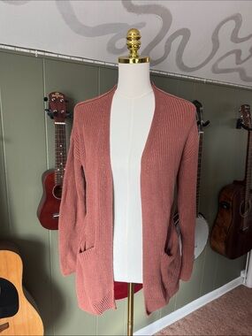Women's Open-Front Knit Cardigan Sweater - Dusty Rose
